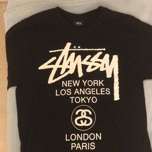 Stussy Classic World Tour tee black & white size M
